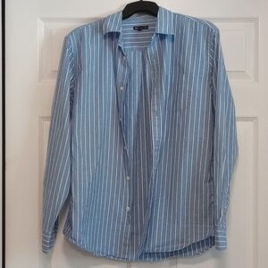 Blue striped 100% cotton button down